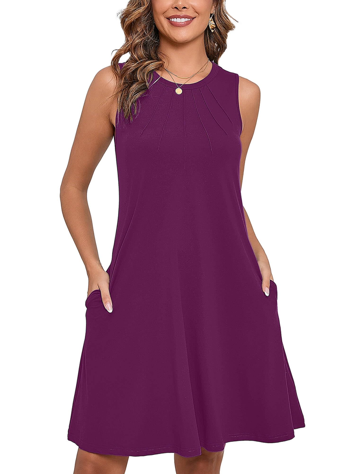Heymoments Women Sleeveless Summer Beach Dresses with Pockets