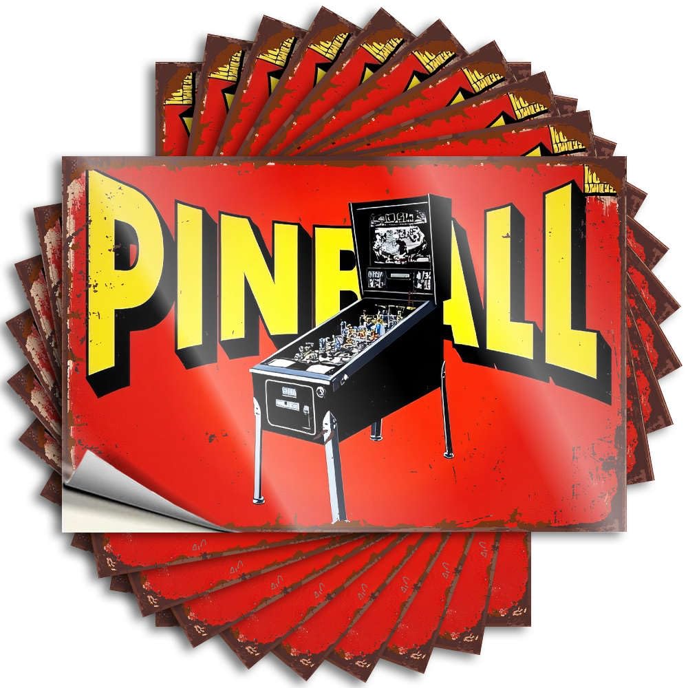 Balcony Decor Sticker - Heavy Halloween Tumbler Vintage Pinball Machine Poster(12X18CM)