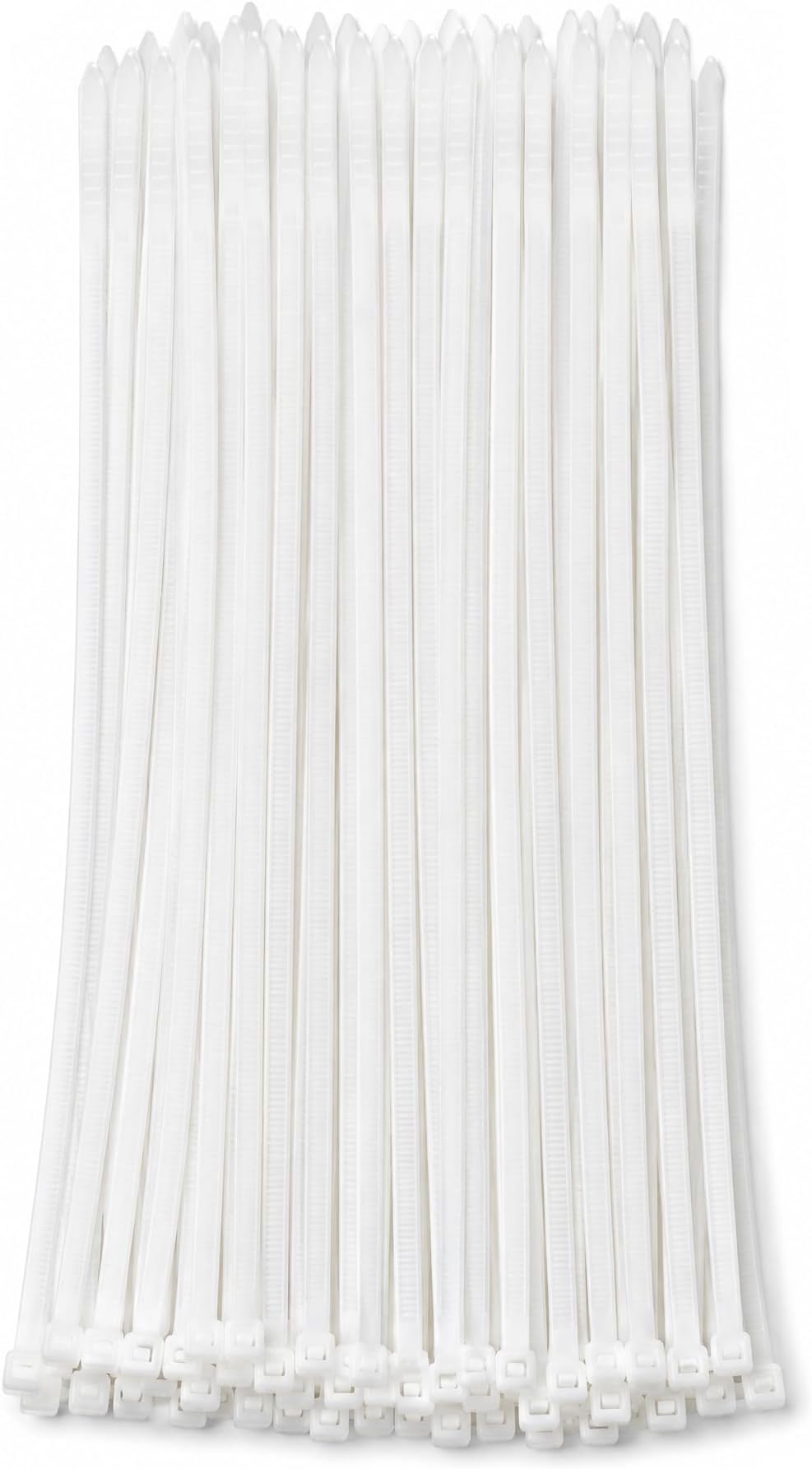 Cable Ties Clear 300mm x 4mm (100 Pack), White Plastic Zip Ties