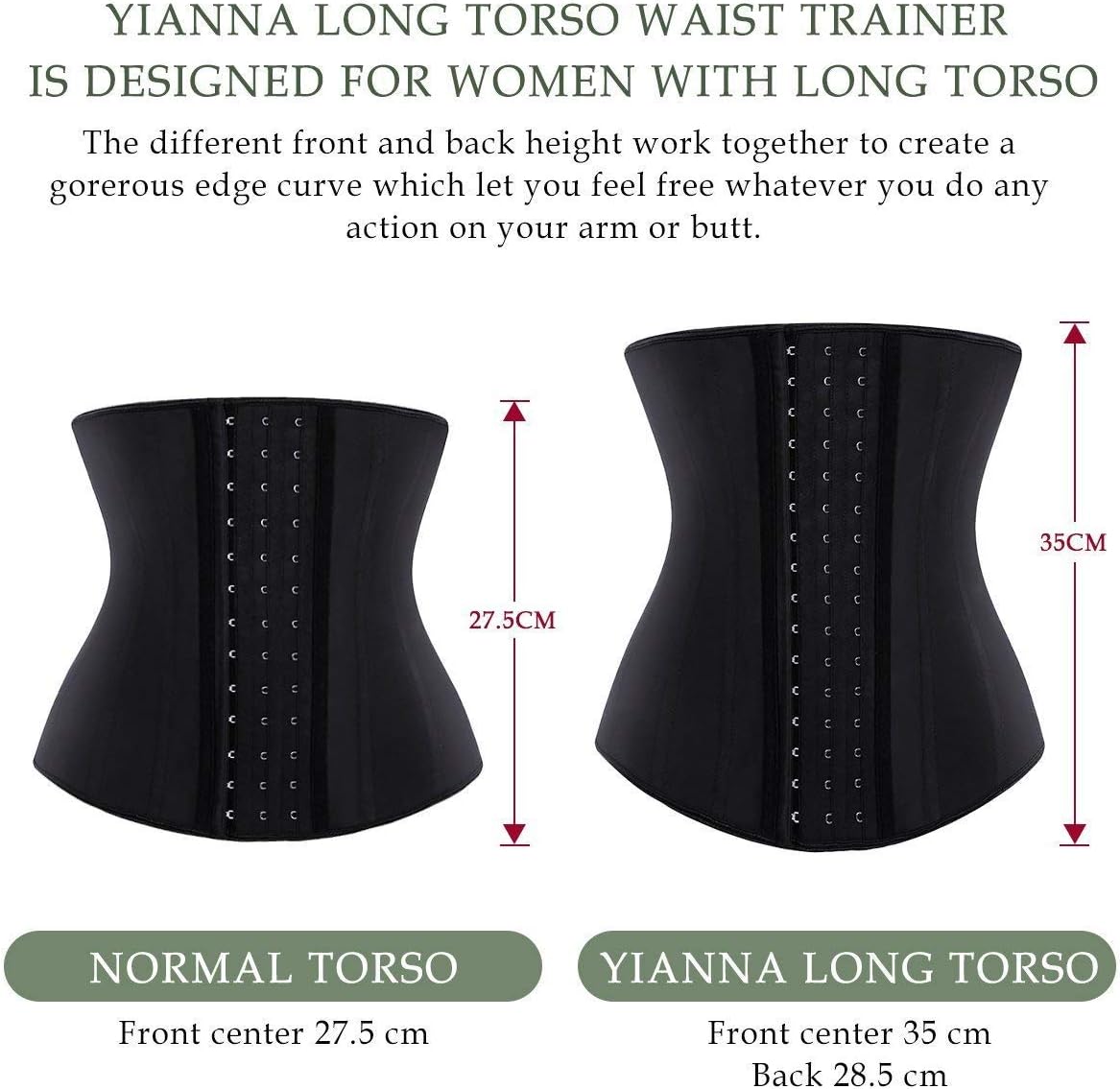 YIANNA Latex Long Torso Waist Trainer for Women Tummy Control Underbust Waist Cincher Corset Sport Girdle Body Shaper - Image 3