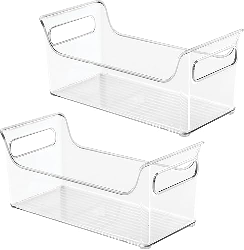 Miniatura 9 de iDesign - Organizador de condimentos para refrigerador, cubos organizadores de plástico con asas, juego de 2, transparente