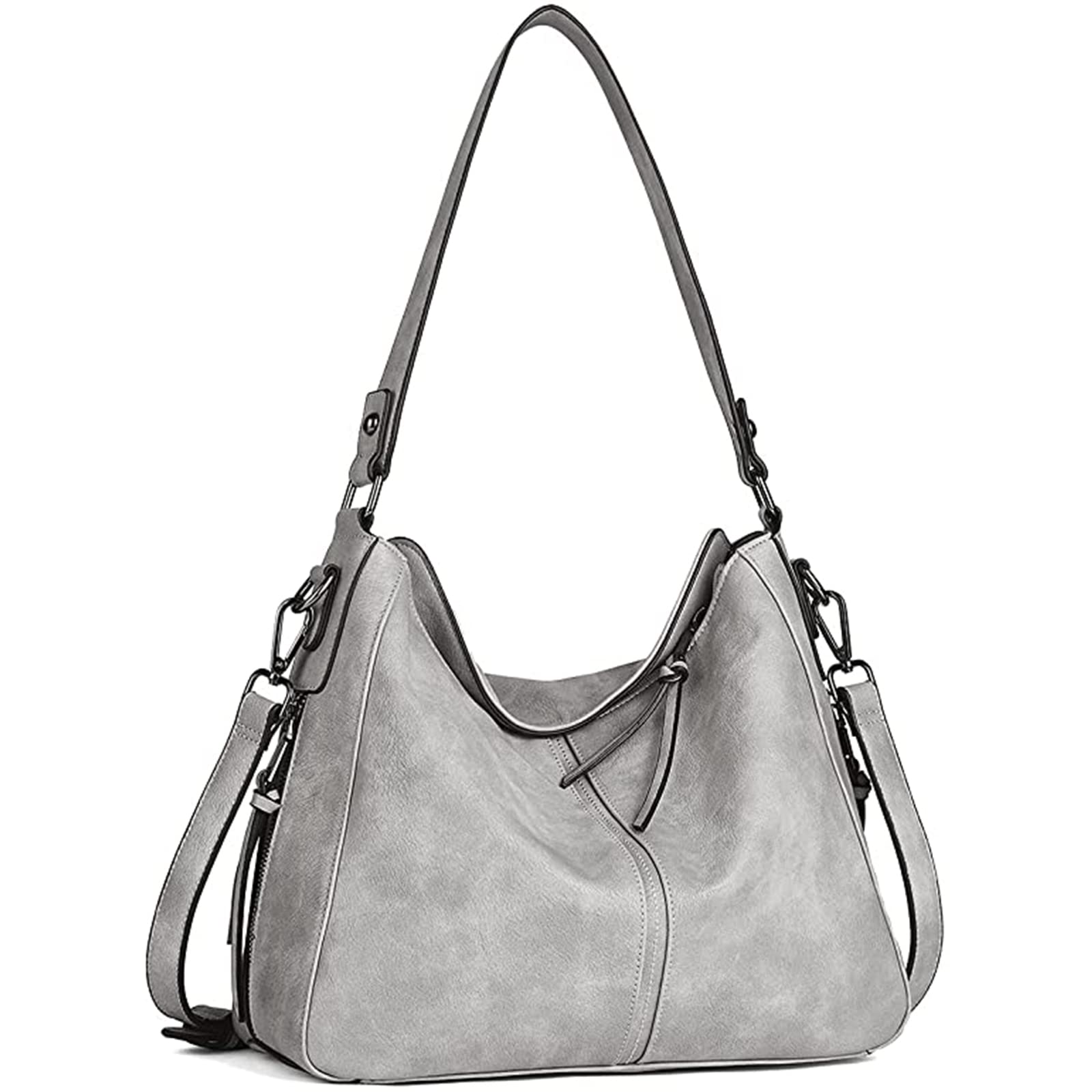 BROMENMother's Day Purses for Women Vegan Leather Hobo Hand Bags Designer Handbags Large Shoulder Crossbody Bag with Adjustable Strap Grey