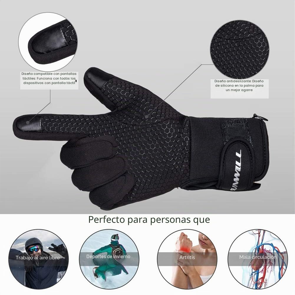 Guantes Calefactables Electrónicos para Hombre y Mujer, Guantes Calefactables Moto Invierno Térmicos de Artritis Batería Recargable Calentador de Mano para Esquí Motociclismo Pesca Senderismo Caza