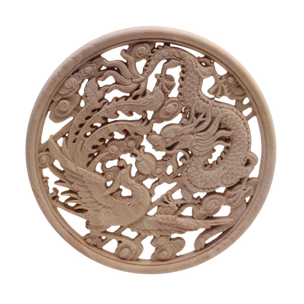 Dragon en bois massif ornement de meuble phoenix pour salon chaleureux