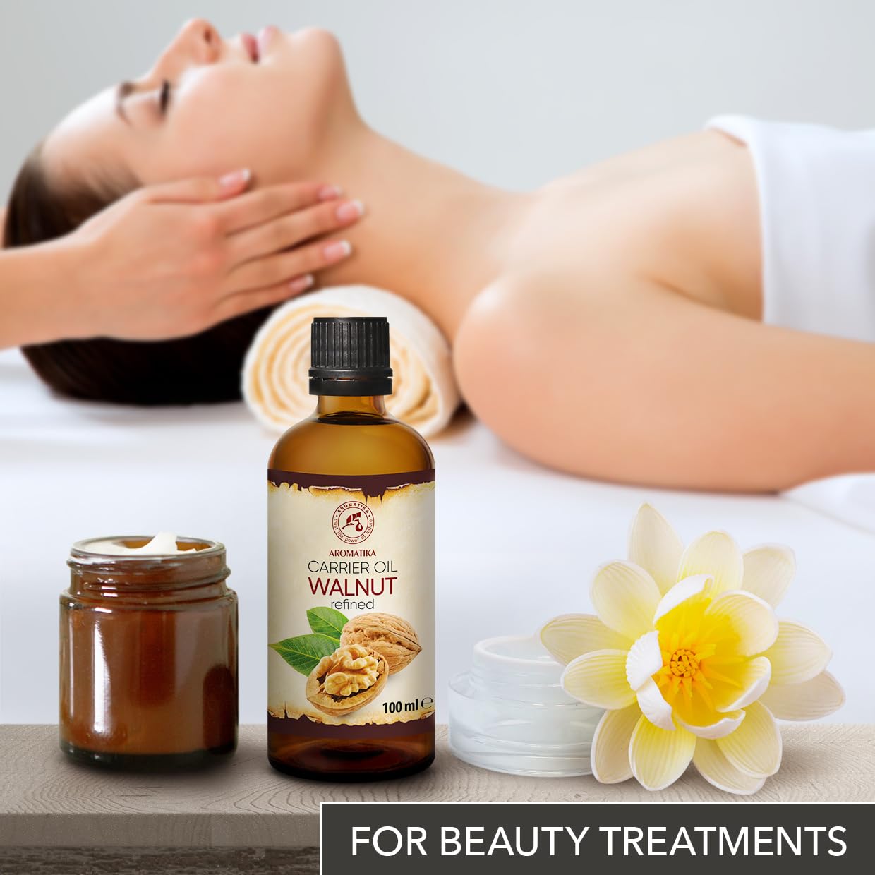 AROMATIKA Walnut Oil 3.4 fl oz - Juglans Regia Seed Oil - USA - 100% Pure - Intensive for Face Care - Body - Hair - Skin - Nails - Hands - Good w/Essential Oil