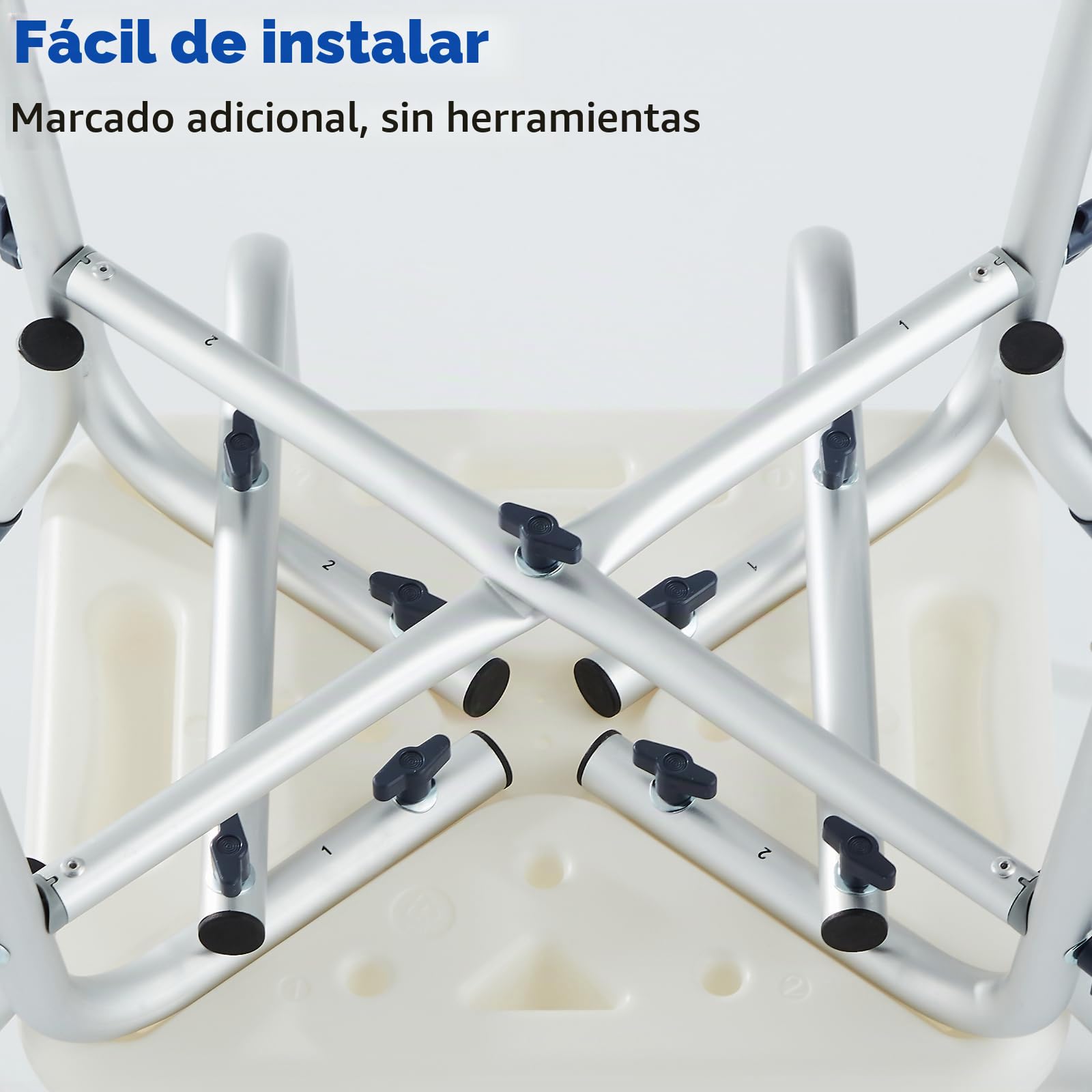 Silla de Ducha Mayores-Silla Ducha Ancha y Resistente con Respaldo y reposabrazos, Asiento De Ducha Antideslizante para Baño con Ajuste De Altura en 6 Niveles para Adultos y Personas Mayores