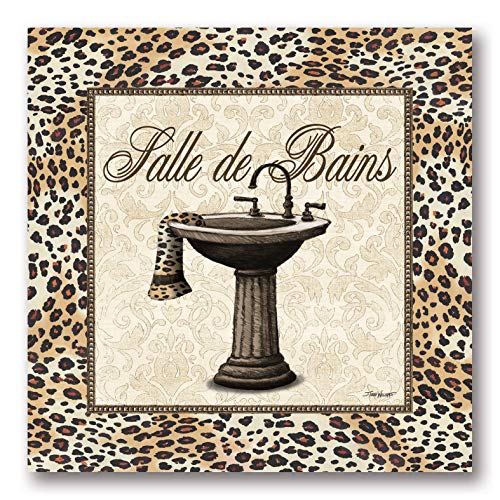 Gango Editions Leopard Sink Cool Bath Classy Retro Sign Modern Bathroom French Amazing Bedroom Poster 12X12