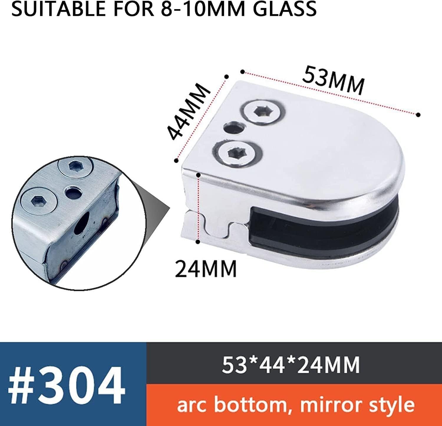 Portavasos 18 piezas Pinzas de cristal de acero inoxidable Clip de vidrio Clip de suelo de vidrio en forma de U Soportes de vidrio ajustables Clip de estante de vidrio de seguridad Combinación