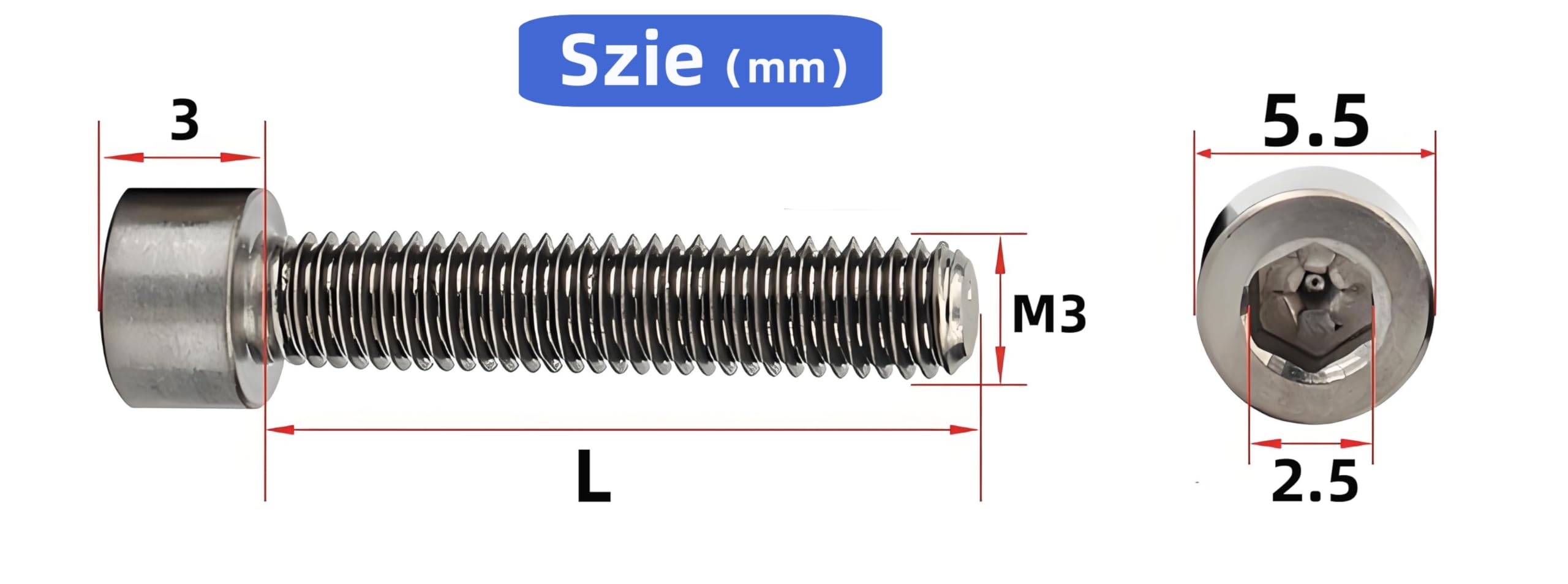 30-PCS M3 Pernos de cabeza cilíndrica con hexágono interior de titanio puro,Pernos Tornillos de cabeza Allen,Tornillos Cilíndricos (M3 x 30)