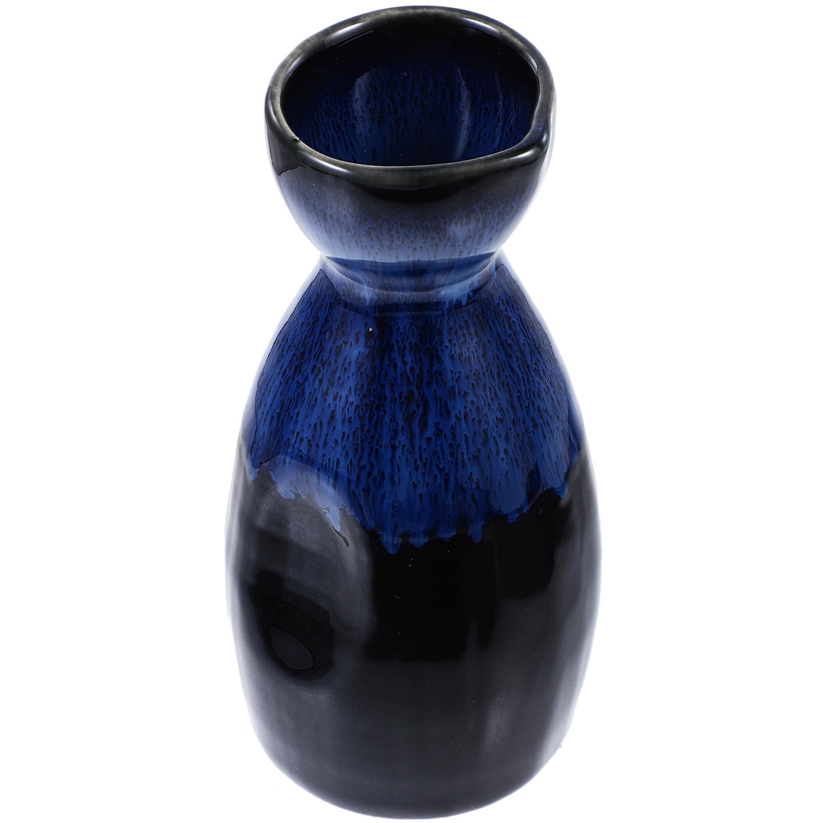Olla de sake japonesa de cerámica azul con un diseño elegante y acabado artesanal