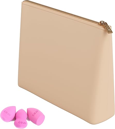 COJU Bolsa de maquillaje de silicona con cremallera de metal lujosas bolsas de maquillaje para mujeres, soporte para brochas de maquillaje disponible en Yaxa Peru