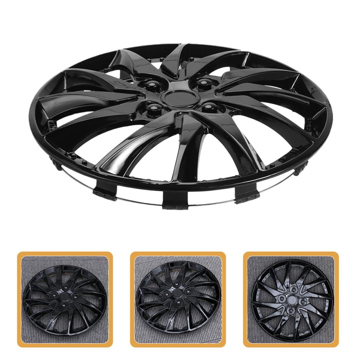 Copriruota 14 Pollici 2 Pezzi Coprimozzi Nero Plastico Resistente Stradale per Cerchi Auto di Automobili