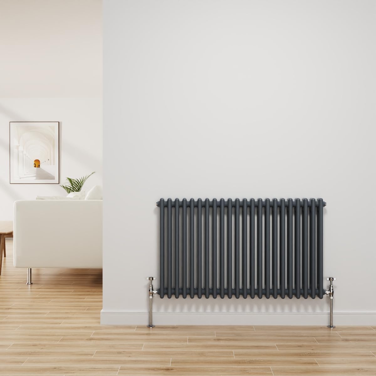 NRG Traditional Radiator Anthracite Cast Iron 2 Column Horizontal Central Heating Bathroom Radiators 600x1010mm