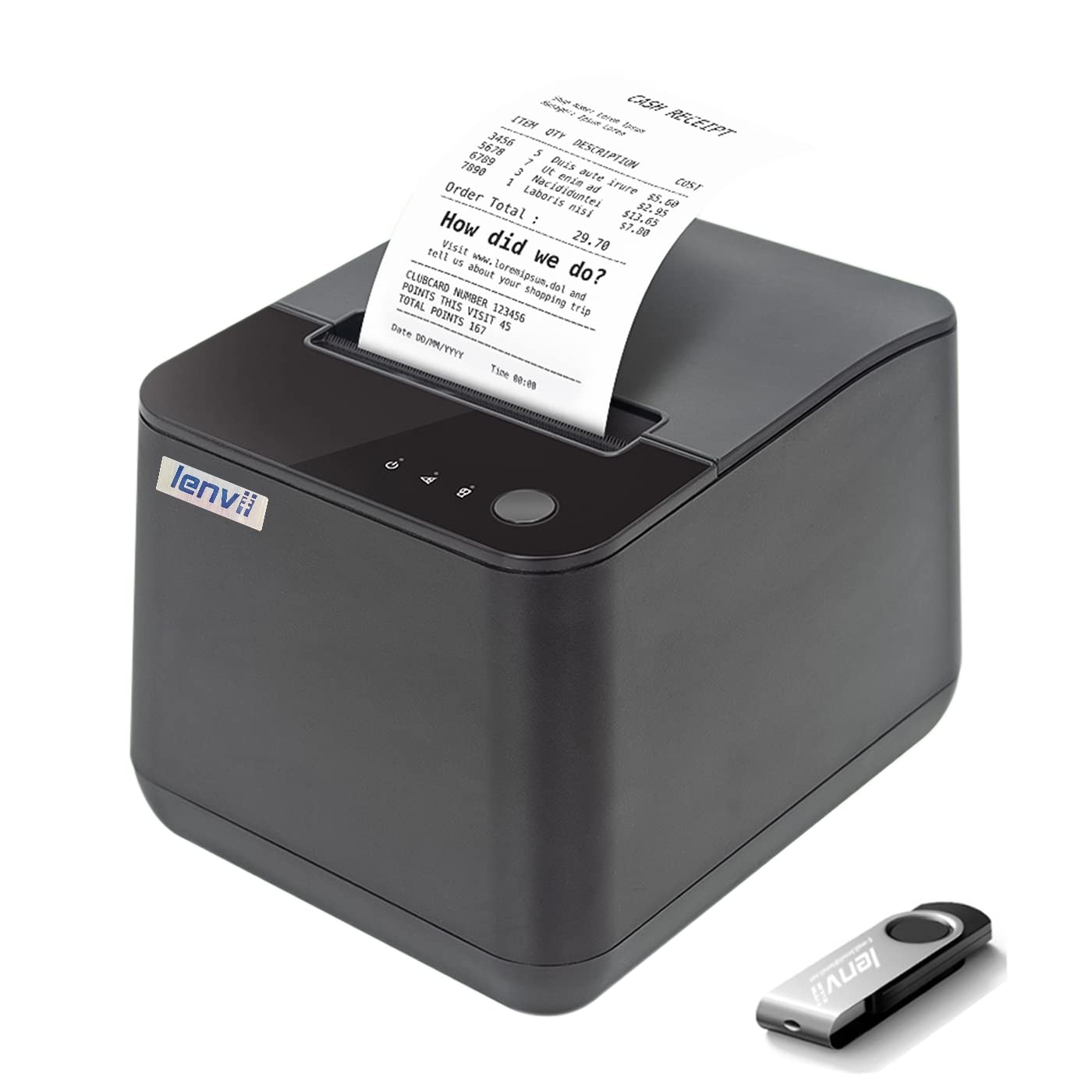 Buy LENVII 3 inch POS Thermal Printer with Auto Cutter,80MM Thermal Receipt Printer USB
