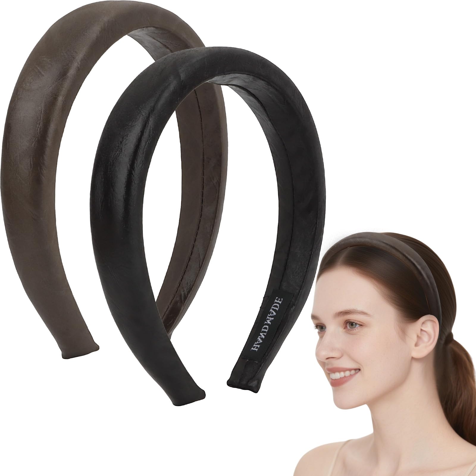 Padorul 2Pcs Padded Sponge Headbands for Women, Soft Wide Comfort Headband for Daily Use