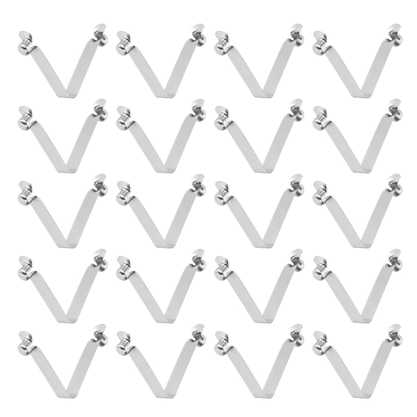 sourcing map 20pcs Double Button Kayak Paddle Snap Spring Clip 6x6x39mm 65Mn Spring Steel V-Shaped Hollow Lift Telescopic Locking Tube Pole Clips for Tent Umbrella Camping