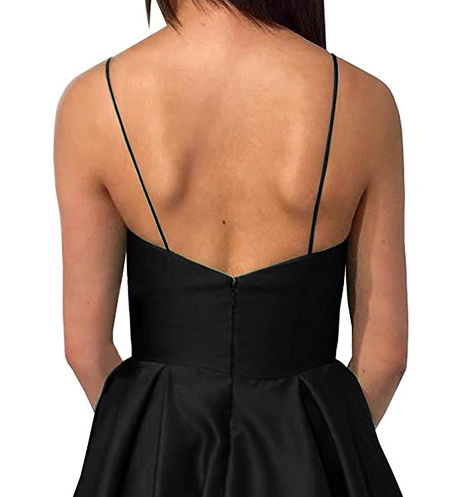 Vestidos largos formales de noche con tirantes delgados para mujer, vestidos de noche con bolsillos, Negro, 40
