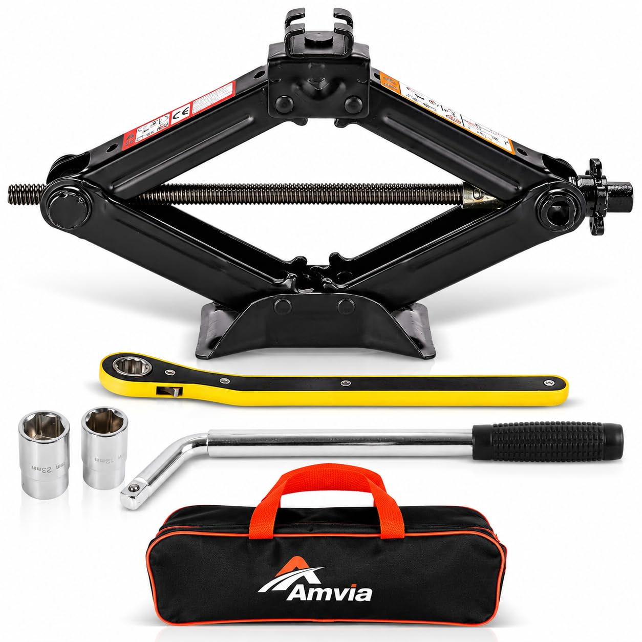Car Jack Kit 3 Ton Scissor Jack with Lug Wrench for Cars SUVs Trucks Vans