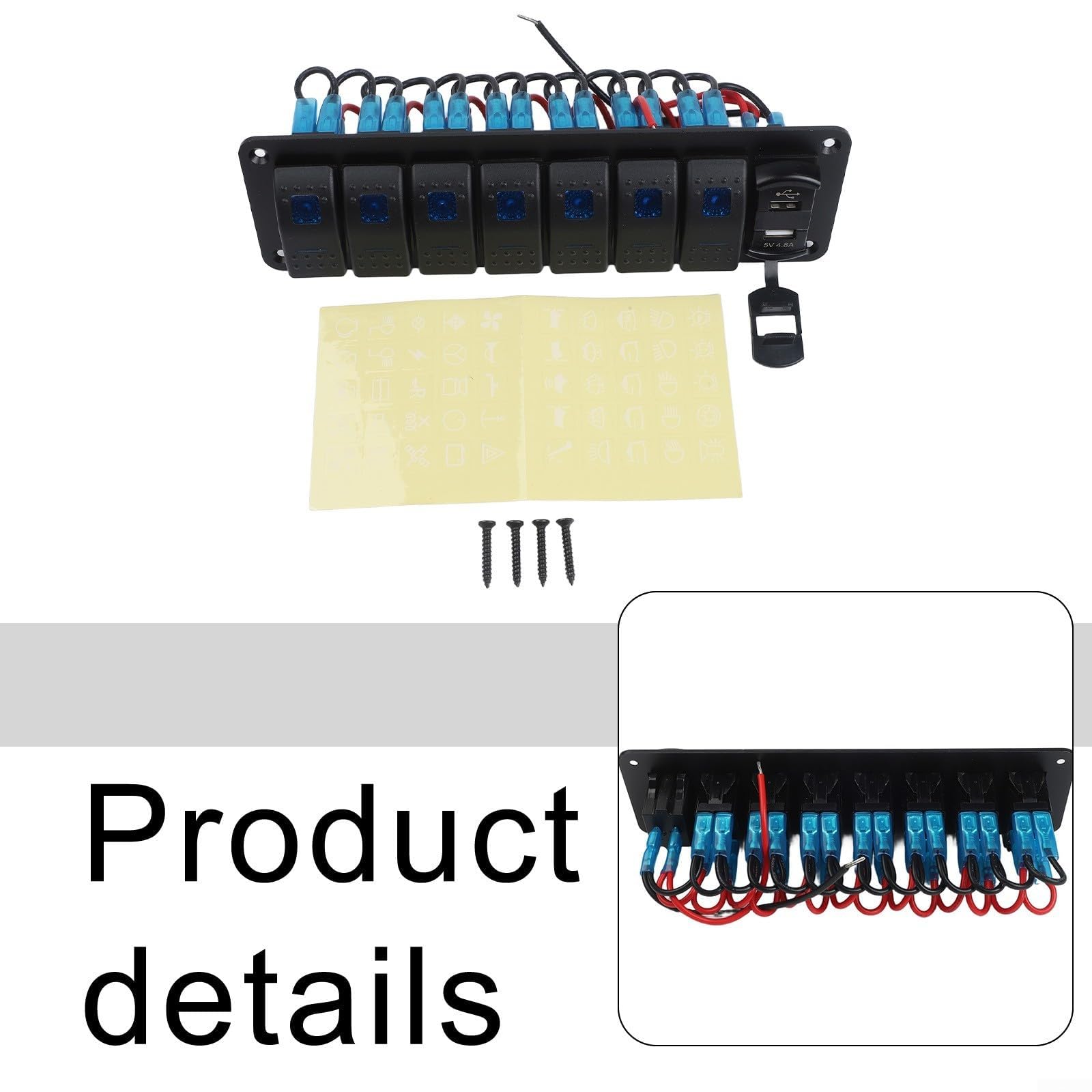 Pannello Interruttori 5 6 8 Gang LED Auto Barca 12V 24V(8 Gang)