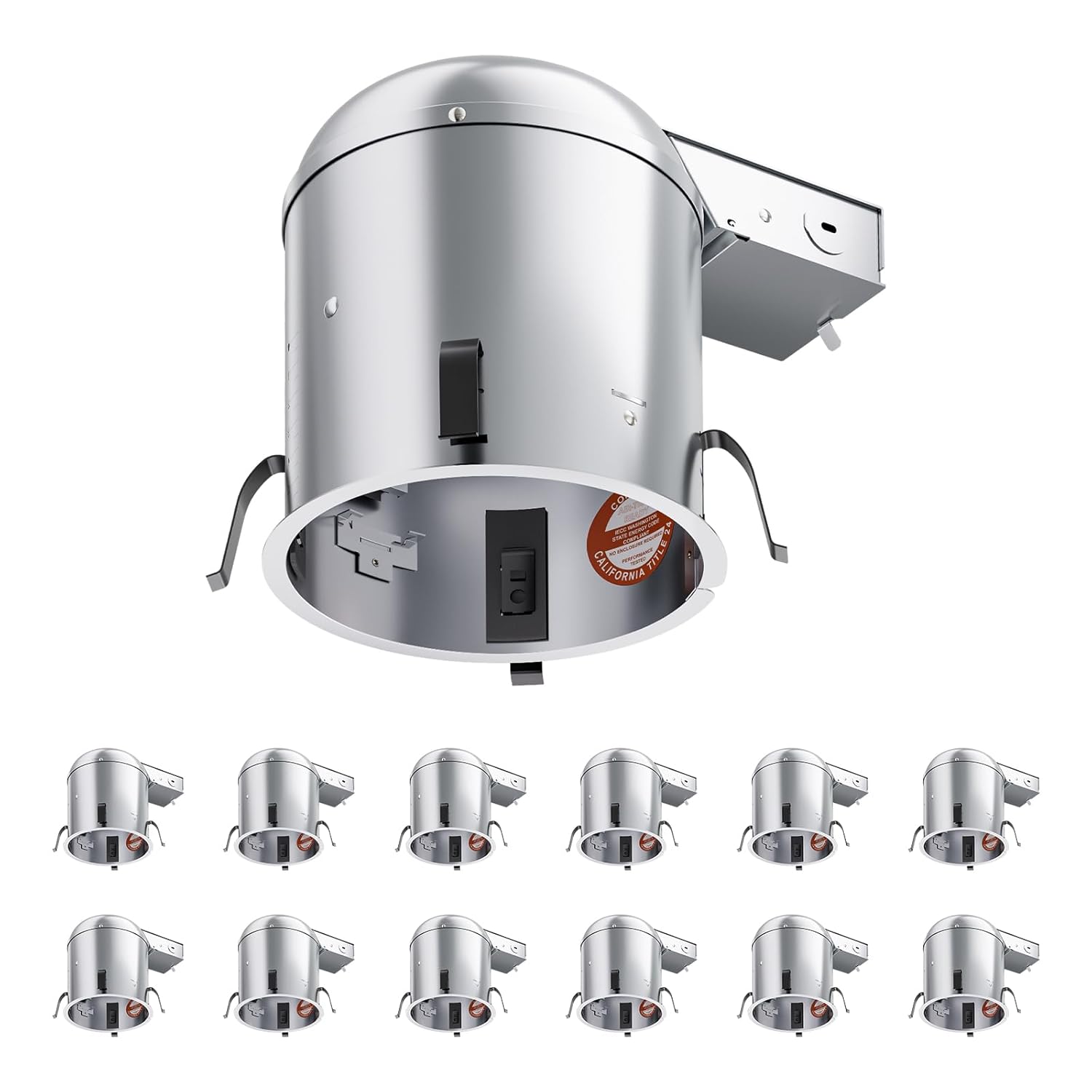12 Pack 6 Inch Recessed Lighting Housing Remodel,Can Light Housing,IC Rated & Air Tight,E26 Connector,ETL Listed