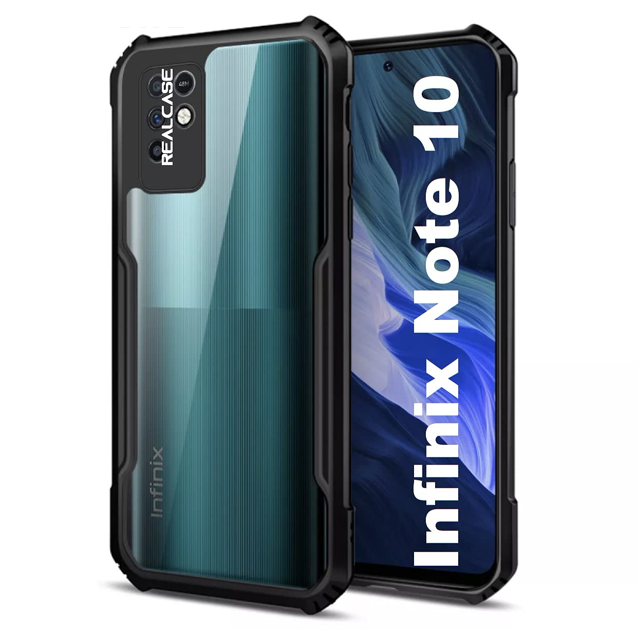 REALCASE Infinix Note 10 Back Cover Shockproof Bumper Crystal Clear | 360 Degree Protection TPU+PC | Camera Protection | Acrylic Transparent Eagle Cover Case for Infinix Note 10 (X-Black) (B09G72BC85) Amazon Price History, Amazon Price Tracker