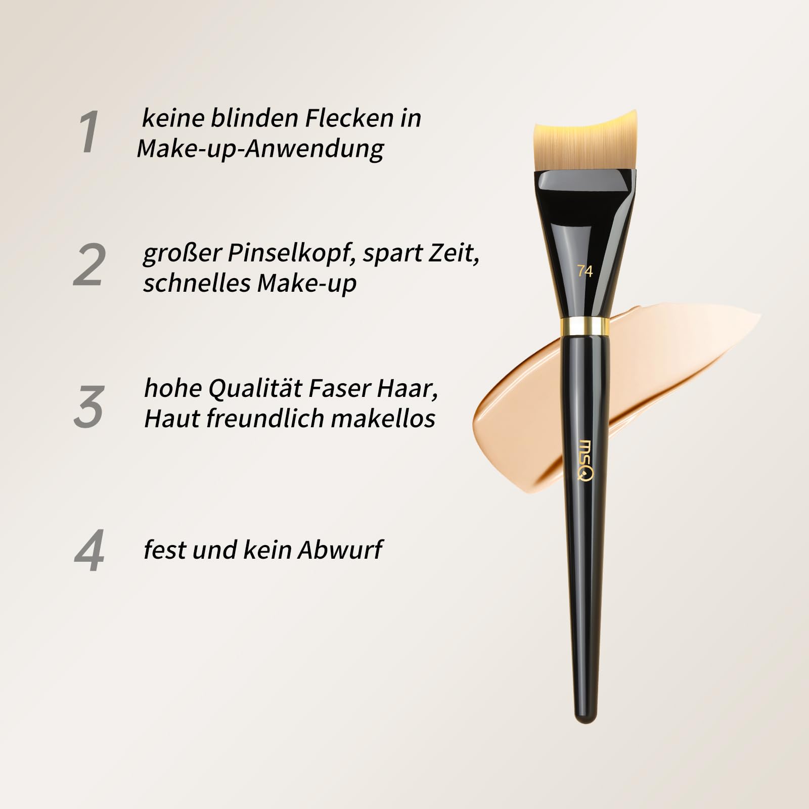 MSQ 1 pinceau de maquillage ultra fin pour fond de teint, masque, plat, coudé