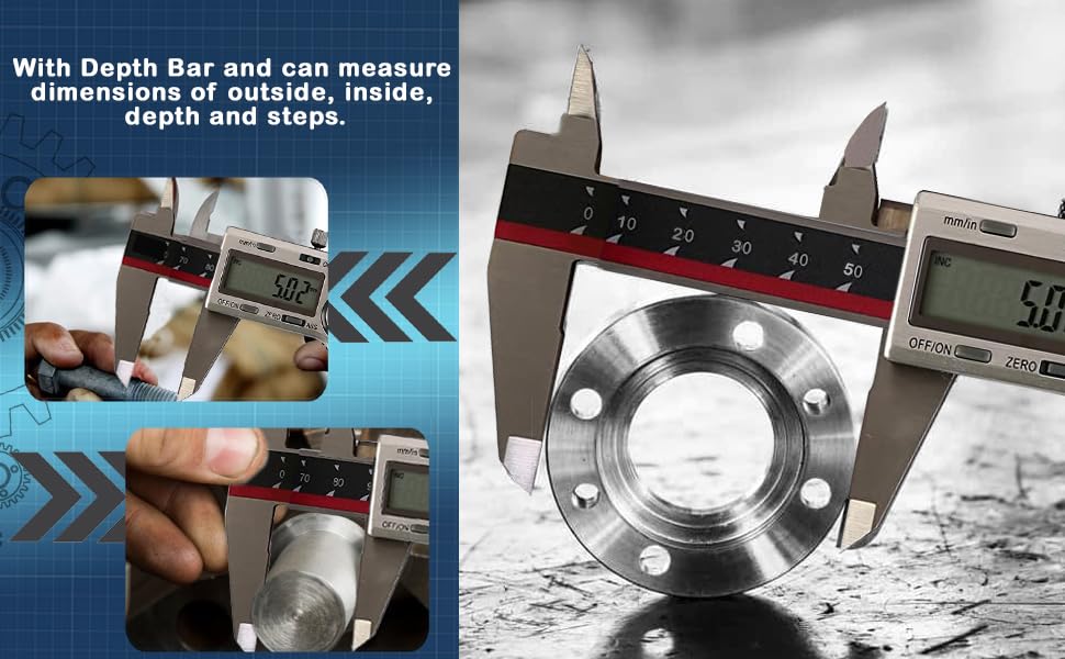 Yuzuki Precision Digital Caliper 150mm (6") – Industrial Stainless Steel Body, LCD Display, ±0.02mm Accuracy 2