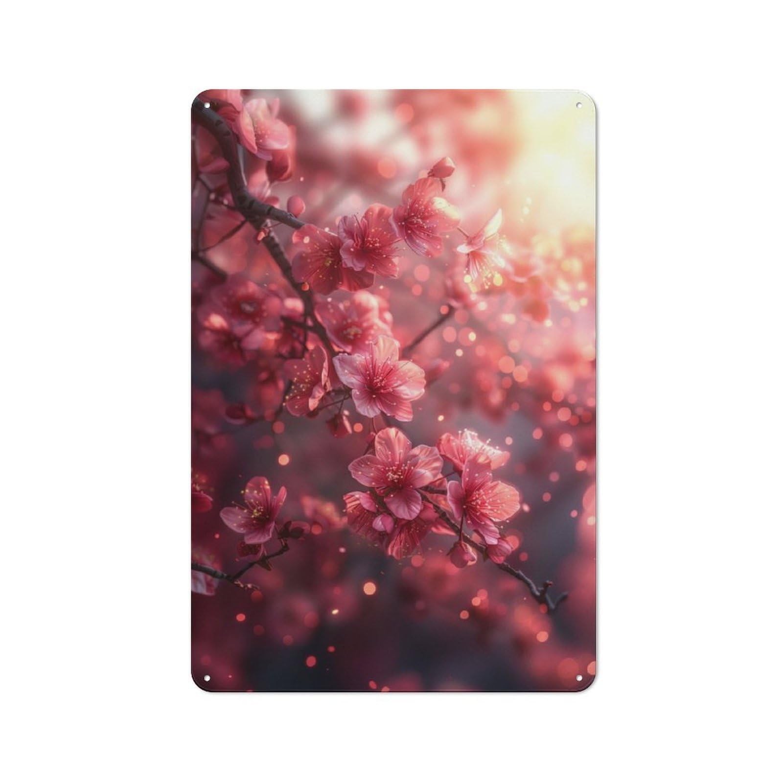 Junmoney Cherry Blossom Sakura Rustic Tin Sign 30X20cm Featuring For Living Room Wall, For Metal Sign Collectors, For Garage And Workshop Walls