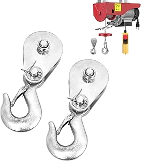 Tylulikaty Pulley Hook (1Tons/2,200 LBS) Snatch Block with Hook Heavy Duty Pulley Lifting Block Hoist with Hook for 3/8 inch Cable High Strength Steel Single Wheel Rope Bearing Winch Block （2 pcs）