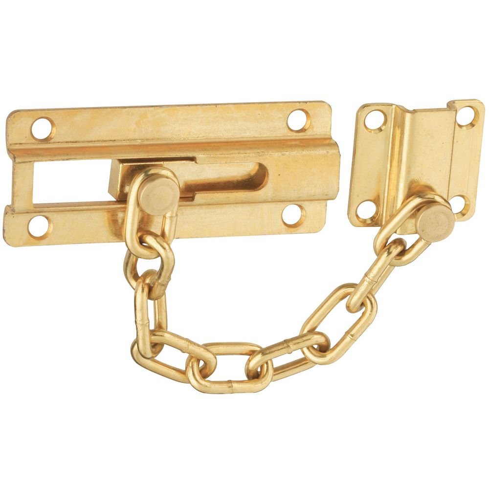 National Hardware N199-703 V837S Dead Bolt and Chain Guard in Brass
