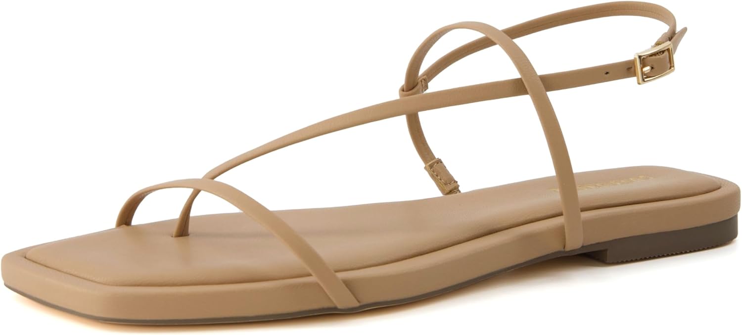 CUSHIONAIRE Women’s Glory strappy flat sandal +Memory Foam and Wide Widths Available