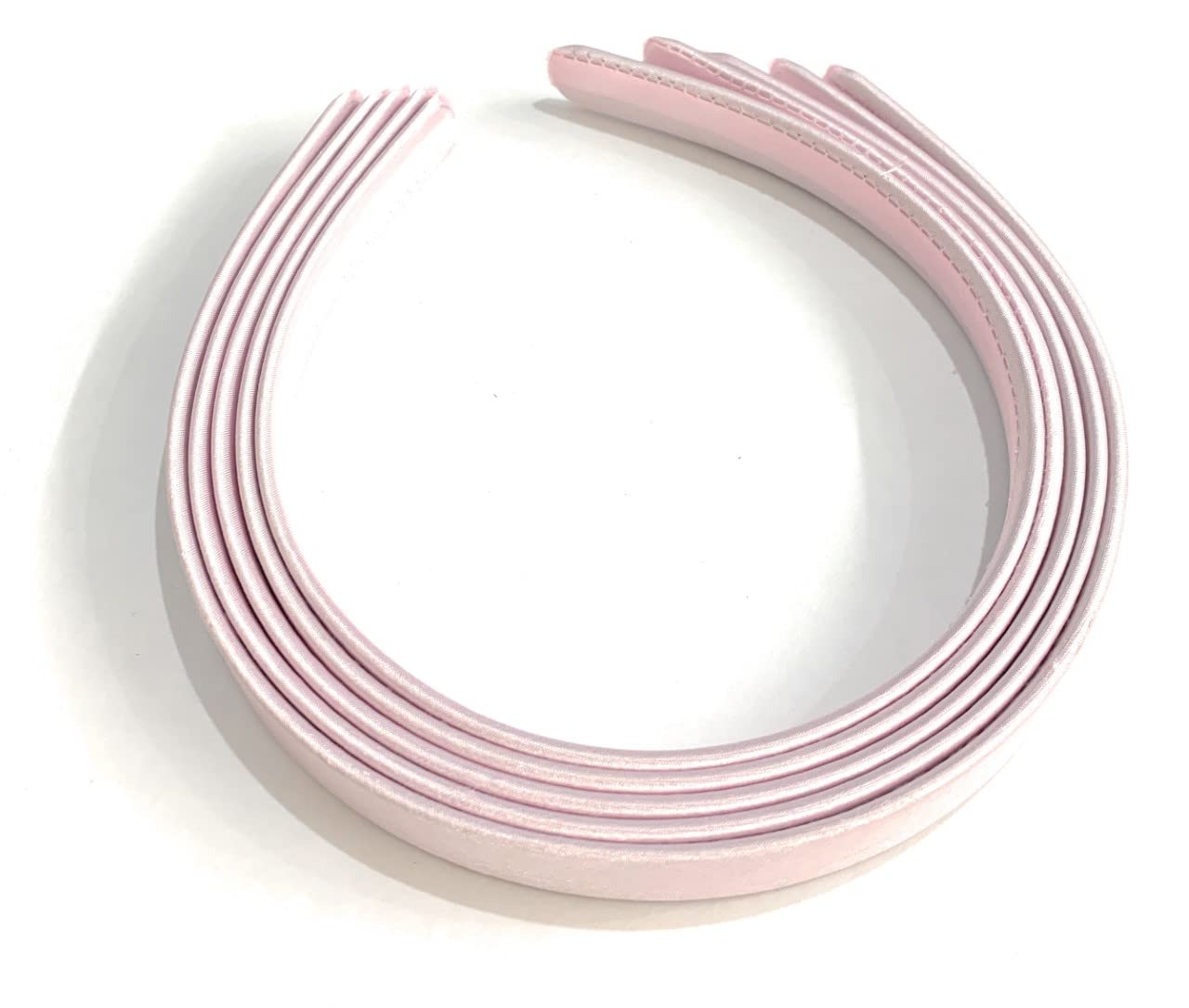5 x 15mm Thick Plain Satin Headbands Pack School Girls Alice Hair Band DIY Headband Set UK (Pale/Blush Pink)