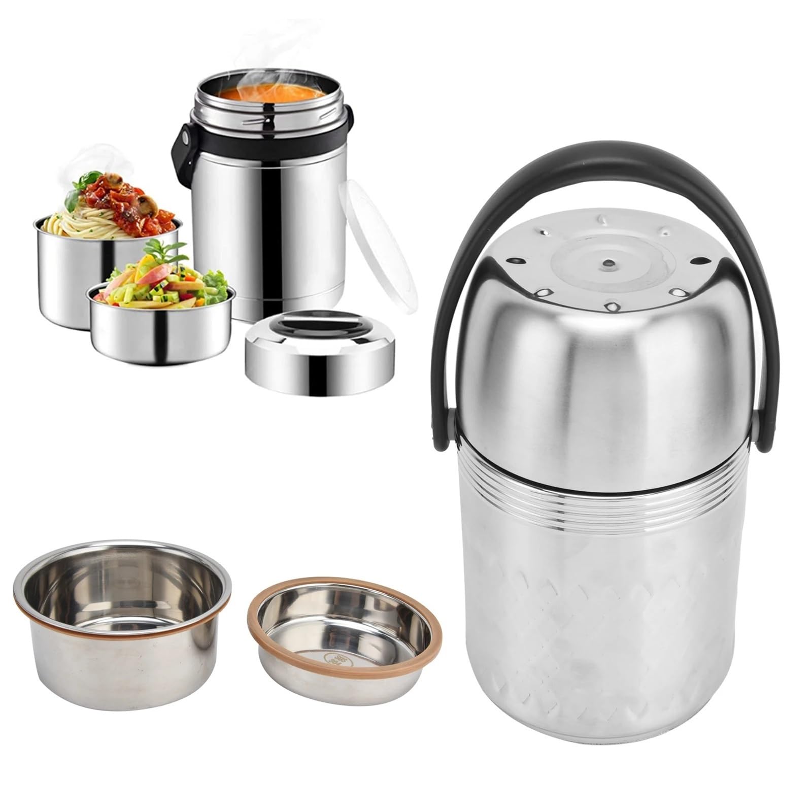 Fiambrera Fiambrera térmica portátil multicapa de acero inoxidable de 1,5 l