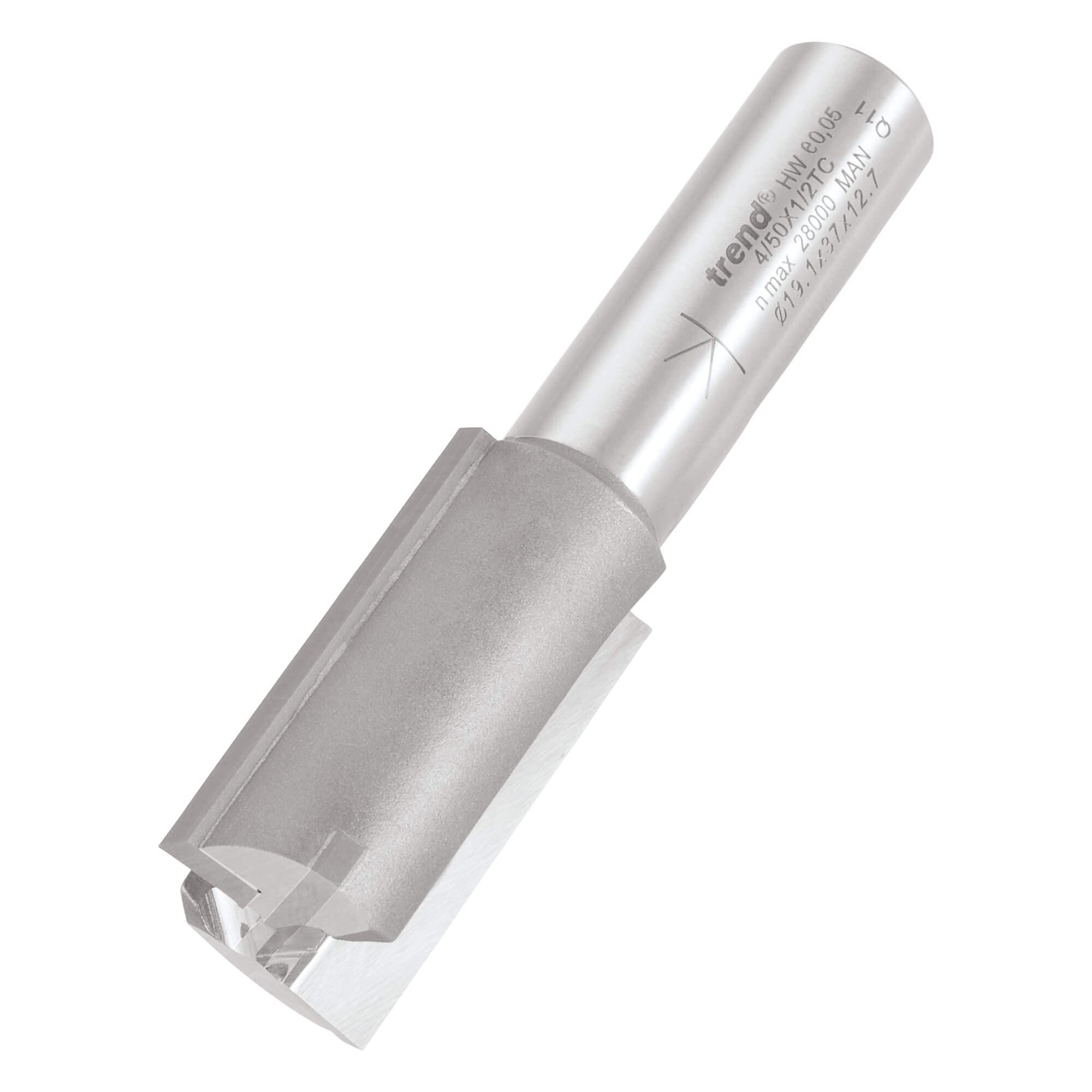 Trend Professional Straight Two Flute Router Cutter, 1/2 Inch Shank, 19.1mm Cut Diameter & 37mm Cut Length