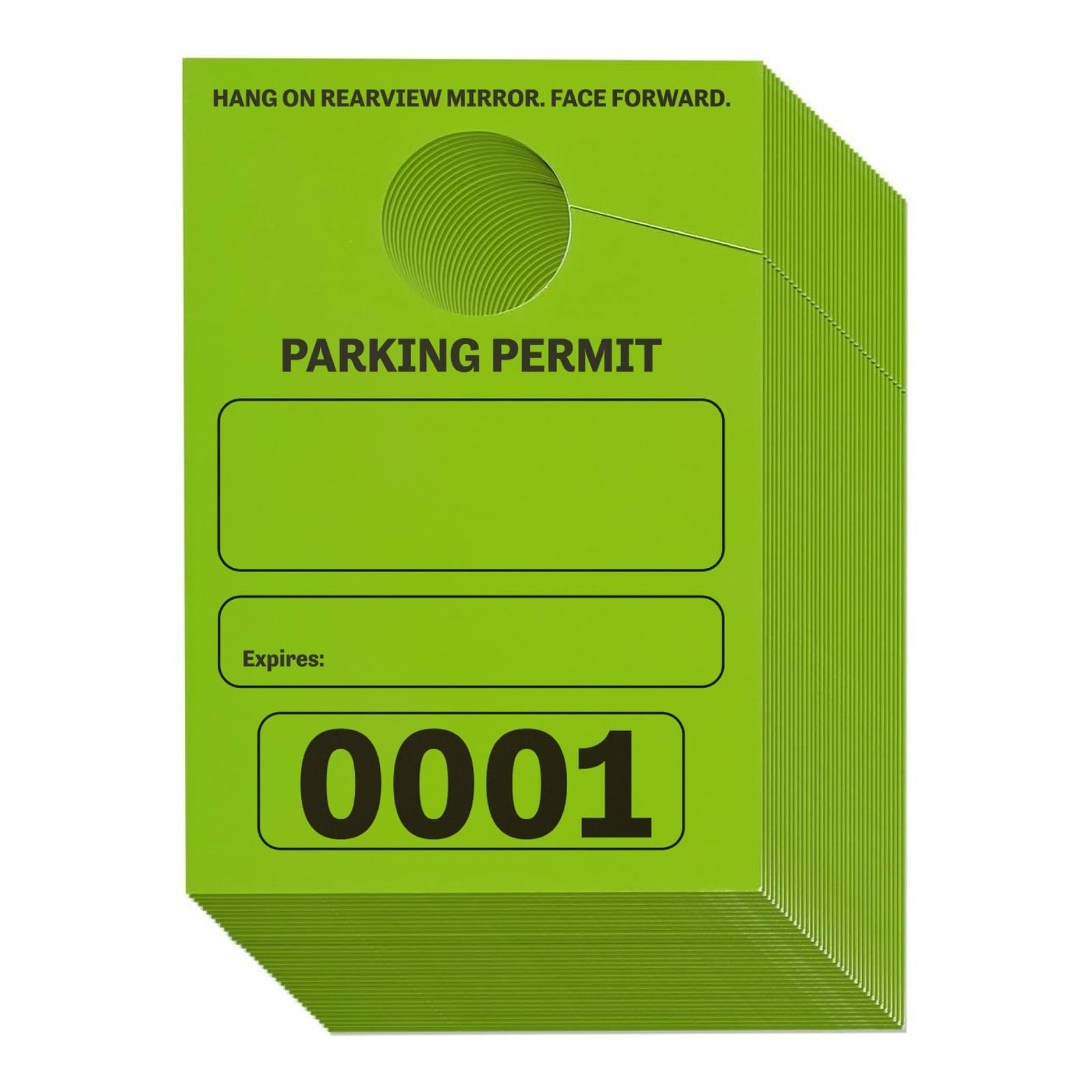 Juvale Green Parking Permit Hang Tags - 100 Pack, 3.15 x 4.75 in, Laminated - Visitor Parking Passes & Rearview Mirror Tags