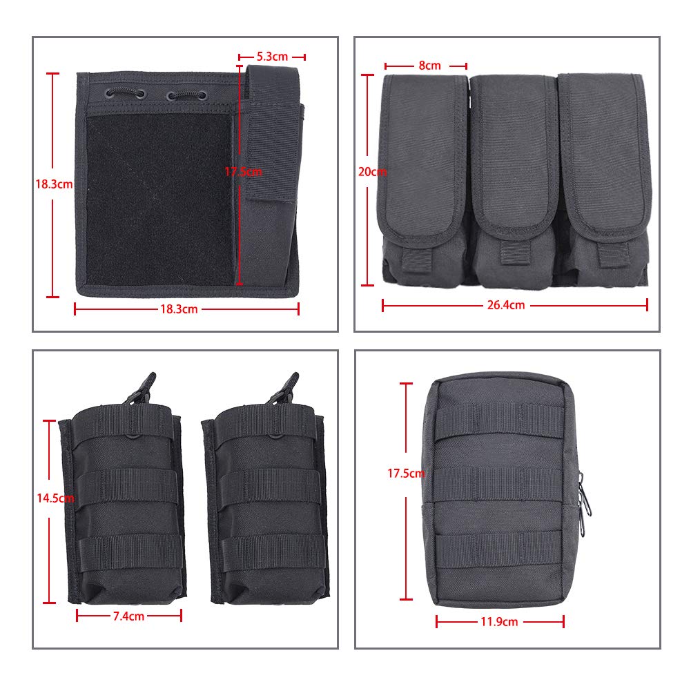 ACEXIER Gilet Airsoft Molle Gilet Tactique Porte Plaque Swat Gilet de Pêche Chasse Paintball Gilet Militaire Armée Armure Police