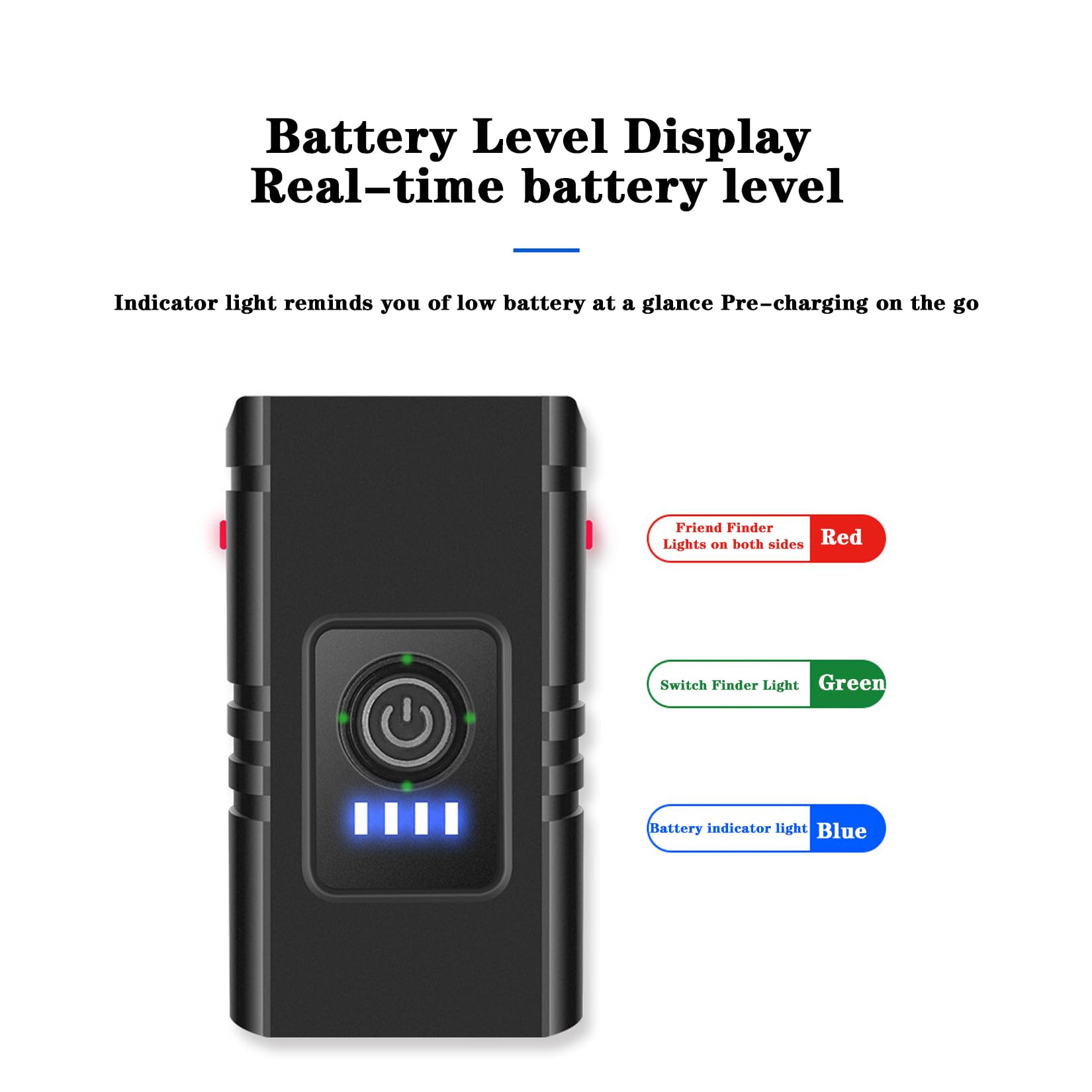Kit d'éclairage pour vélo, 1200mAh-6 Feux de Vitesse-Chargeur USB-lumières tricolores-indicateur de Batterie, 6.5 * 3.7 * 2.5CM