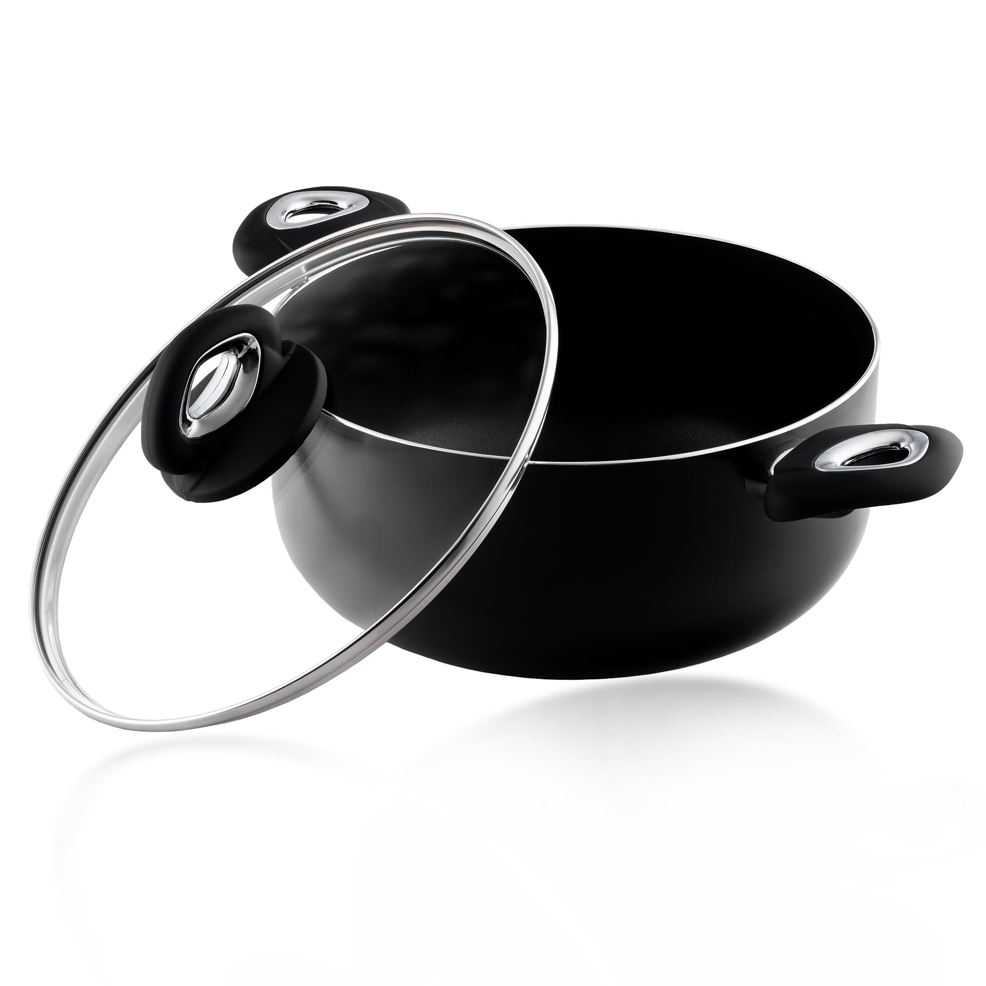 Pendeford Housewares Premium 24cm Non-Stick Saucepan with Glass Lid, 6L Capacity, Soft Touch Handle, Steam Vent, Induction & All Hob Compatible, Dishwasher Safe, 2.5mm Pressed Aluminium