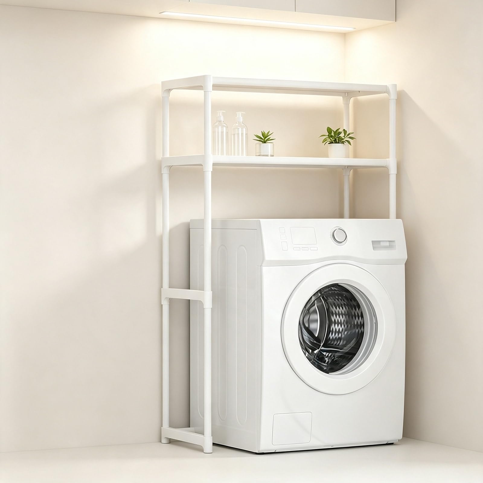 Regal über Waschmaschine 2 Etagen Edelstahl Weiss