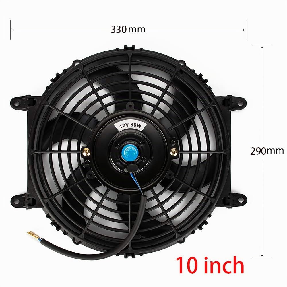 Universal 12V 80W 2250RPM Blade Motor del coche Radiador eléctrico Radiador de refrigeración Ventilador Kit 10 pulgadas