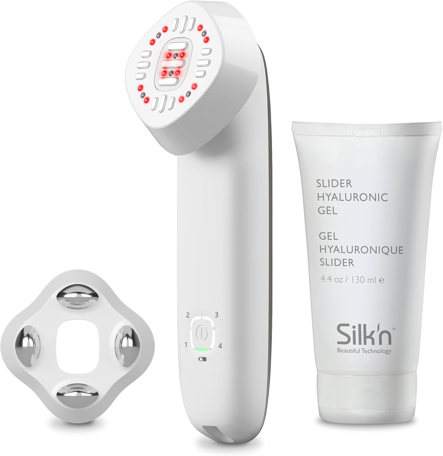 Silk’n Anti-aging apparaat en huidverzorging, Facetite Multiplatform, vermindert fijne lijntjes en rimpels met infraroodtechnologie en rood ledlicht, voor gezicht en hals, draadloos, wit