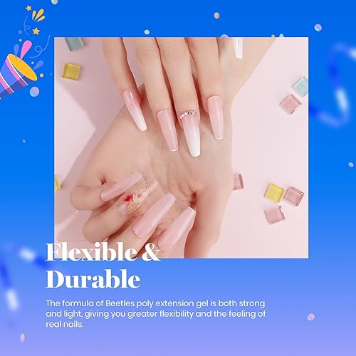 Miniatura 4 de Beetles Poly - Gel de extensión de uñas, 60 gr, gel para construir o alargar uñas de color carne natural, para hacerlo en casa y para profesionales