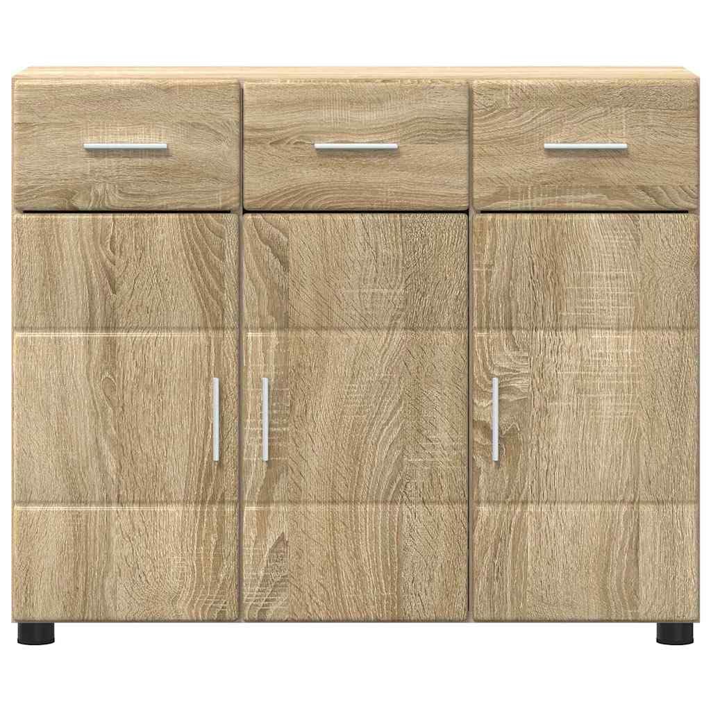 Credenza Florin Sonoma Rovere 88,5 x 30,5 x 73 cm Moderno Armadio in legno con 2 ante a cerniera e 3 ripiani in legno di quercia durevole per soggiorno, corridoio, camera da letto