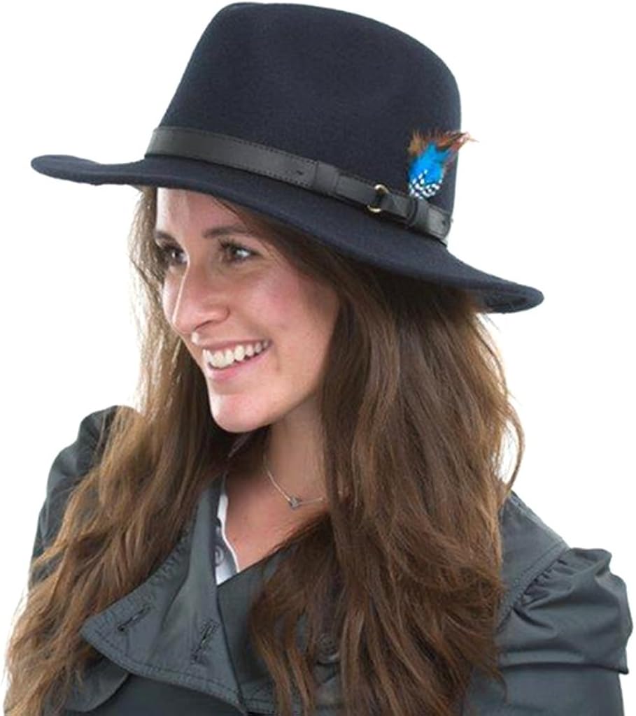 Womens navy trilby hat Clearance