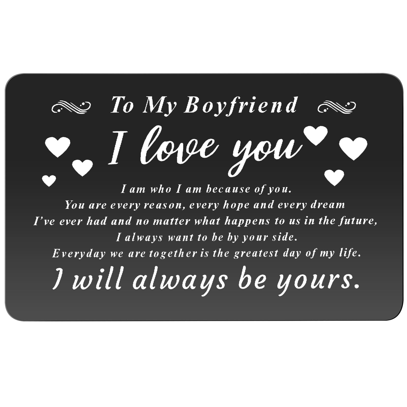 PLwelth Engraved Wallet Card for Boyfriend I Love You Wallet Card for Men Personalized Engraved Wallet Metal Card from Girlfriend Unique Gifts for Him Birthday Valentine’s Day Anniversary Christmas