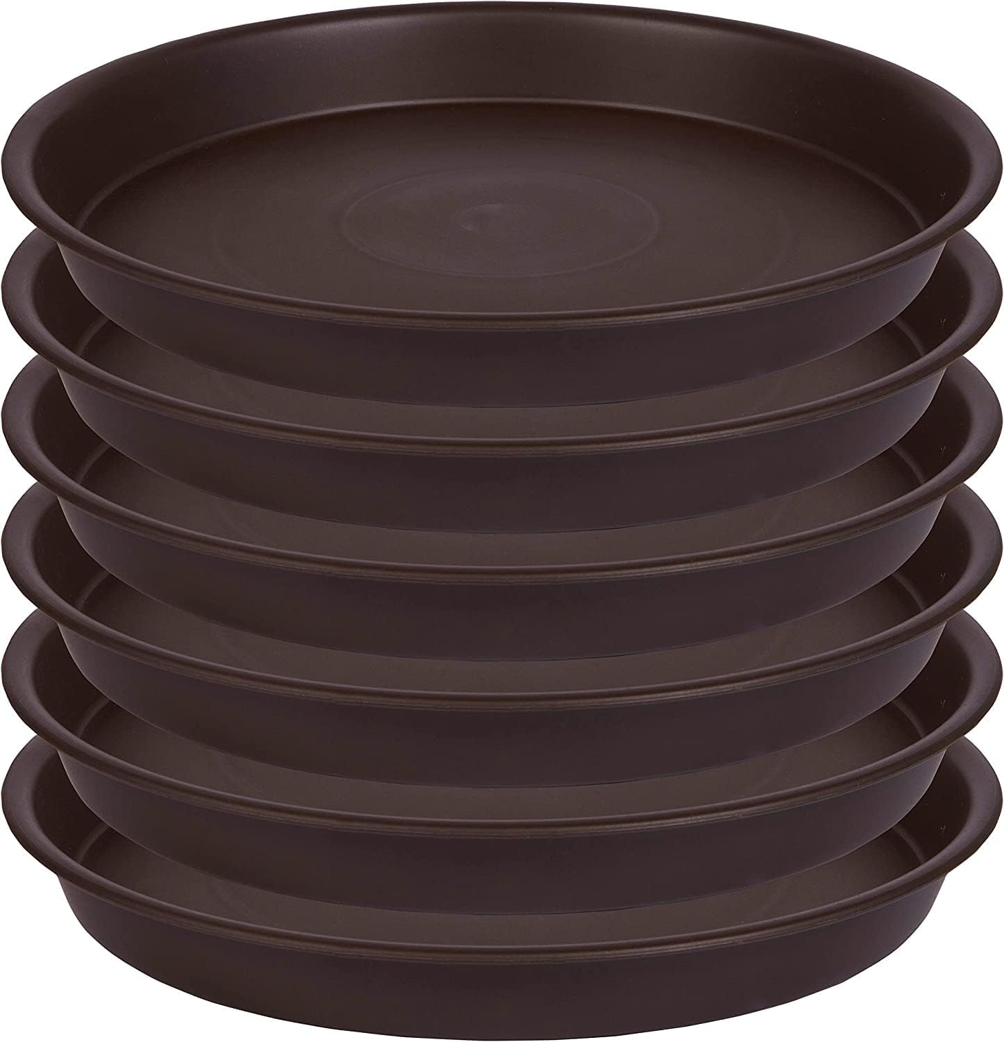 Bleuhome 6 Pack Plant Saucer Drainage Tray, Plastic Plant Water Tray, 6 inch Flower Saucers for Indoors, Plant Dishes for Pots Base (6 inch, Dark Brown) — image 1