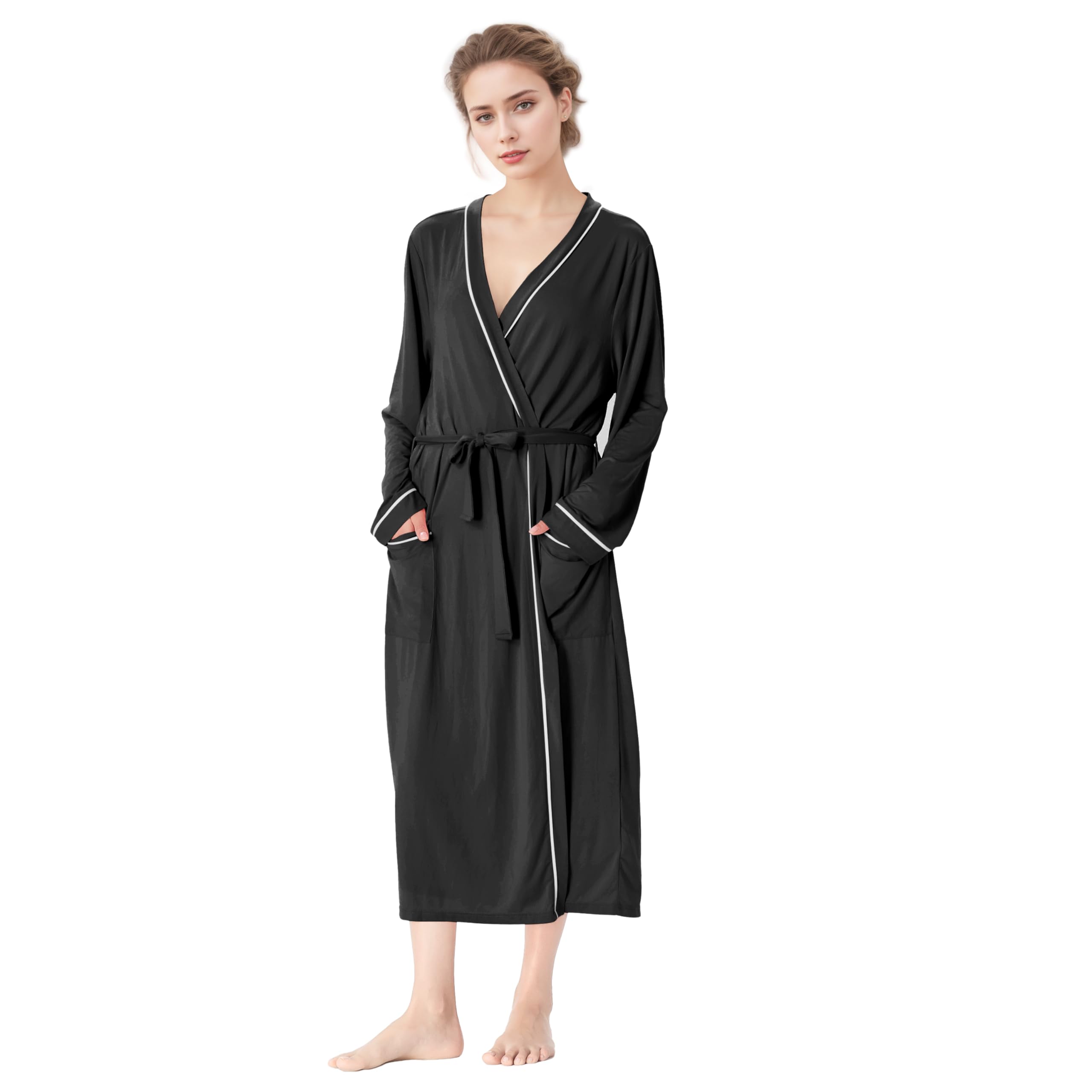 Catalonia Lightweight Ladies Bathrobe, Long Summer Robe with Pockets,Soft Summer Robes for Women, Kimono Gift for Her