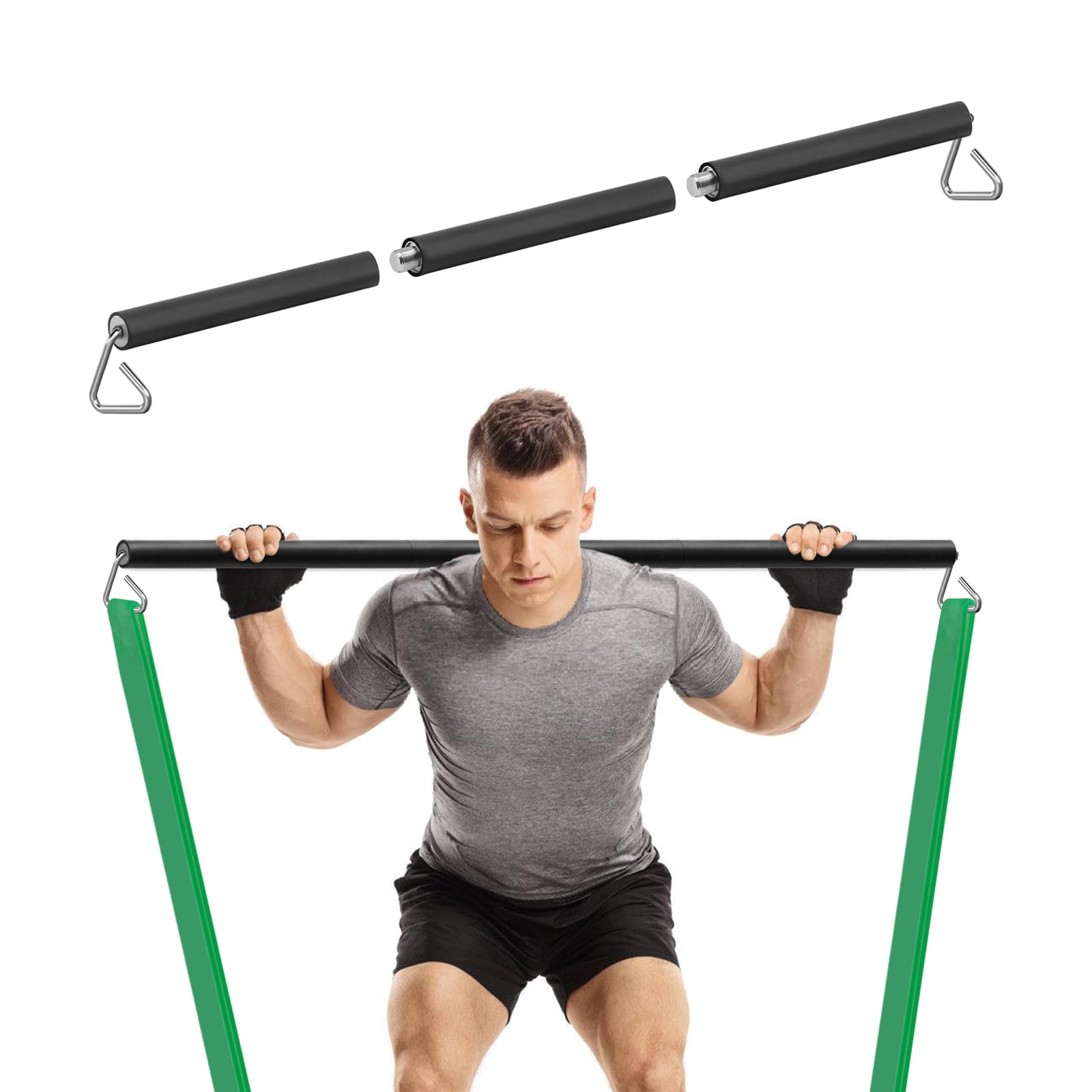 Resistance Band Bar, 26.4in or 39.4in, Workout Bar for Fitness, Portable Weightlifting Training, Suit for Home Exercise, Resistance Band Training