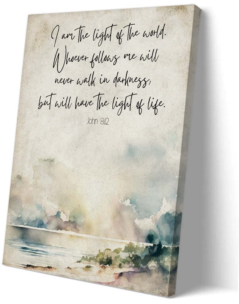John 8 12 Prayer Wall Art Bible Verse Poster Scripture Wall Decor Christian Artwork Poster Pictures Giclee Fine