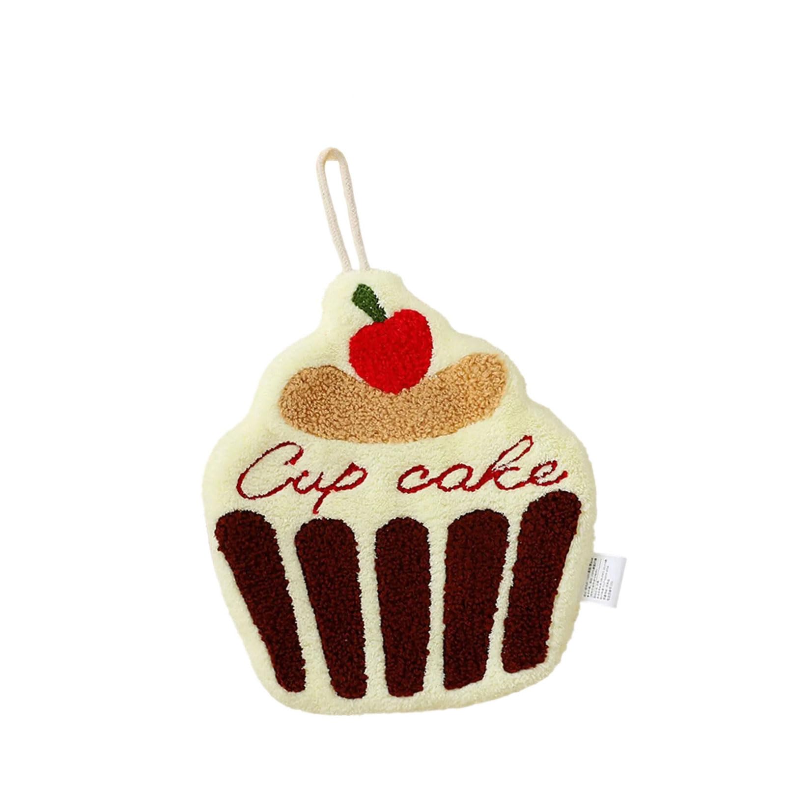 Woedpez Plushes Hand Towels Cake Themed Quick Drying Cloth Cleaning Rag for Kitchen and Bathroom Easy to Clean Hand Towels